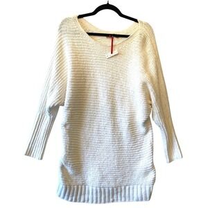 Pink Rose Sweater Medium Pullover Womens Ribbed Knit Crewneck Ivory Oversized‎